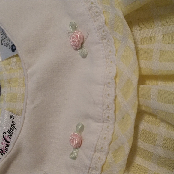 Baby Girl's sz XS Yellow/White Dress & Bloomer Set by Rose Cottage - Picture 3 of 8